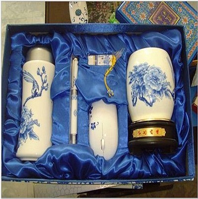 【廠家批發(fā) 中國風(fēng)國色天香陶瓷鼠標(biāo)U盤保溫杯筆筒四件套】價(jià)格,廠家,圖片,U盤,深圳市睿祥騰科技-