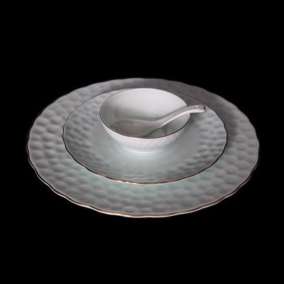 廠家直銷(xiāo) *酒店陶瓷餐具 酒店擺臺(tái) 龍泉水立方加金(青)